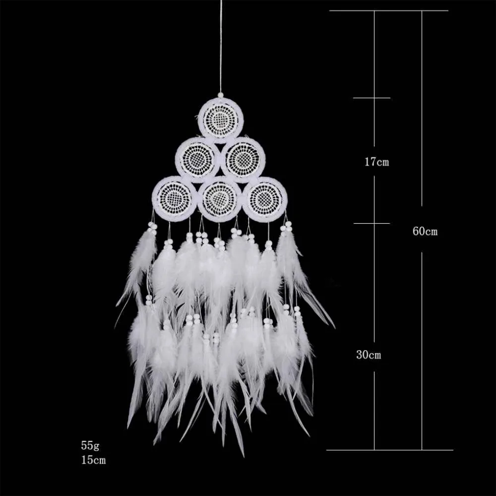 Свадебные Колокольчики белые кружевные колокольчики для ветра Ловец снов скандинавские перья кулон детская комната настенные украшения Ловец снов