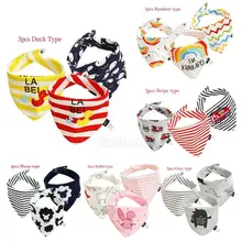 Новые хлопковые нагрудники для маленьких мальчиков и девочек, 3 предмета, водонепроницаемая бандана для кормления, слюнявное полотенце, регулируемая повязка на шею, плавающая треугольная ткань