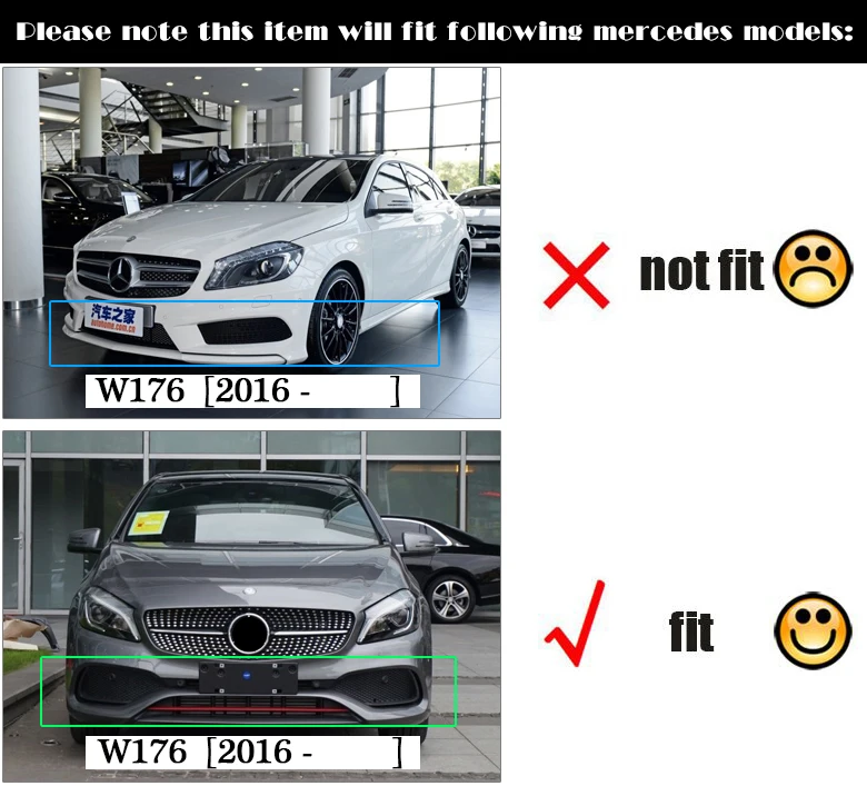Для Mercedes Benz A Class W176 a180 a200 a250 ABS передний бампер для губ Canards 8 шт./компл. A45 Стиль