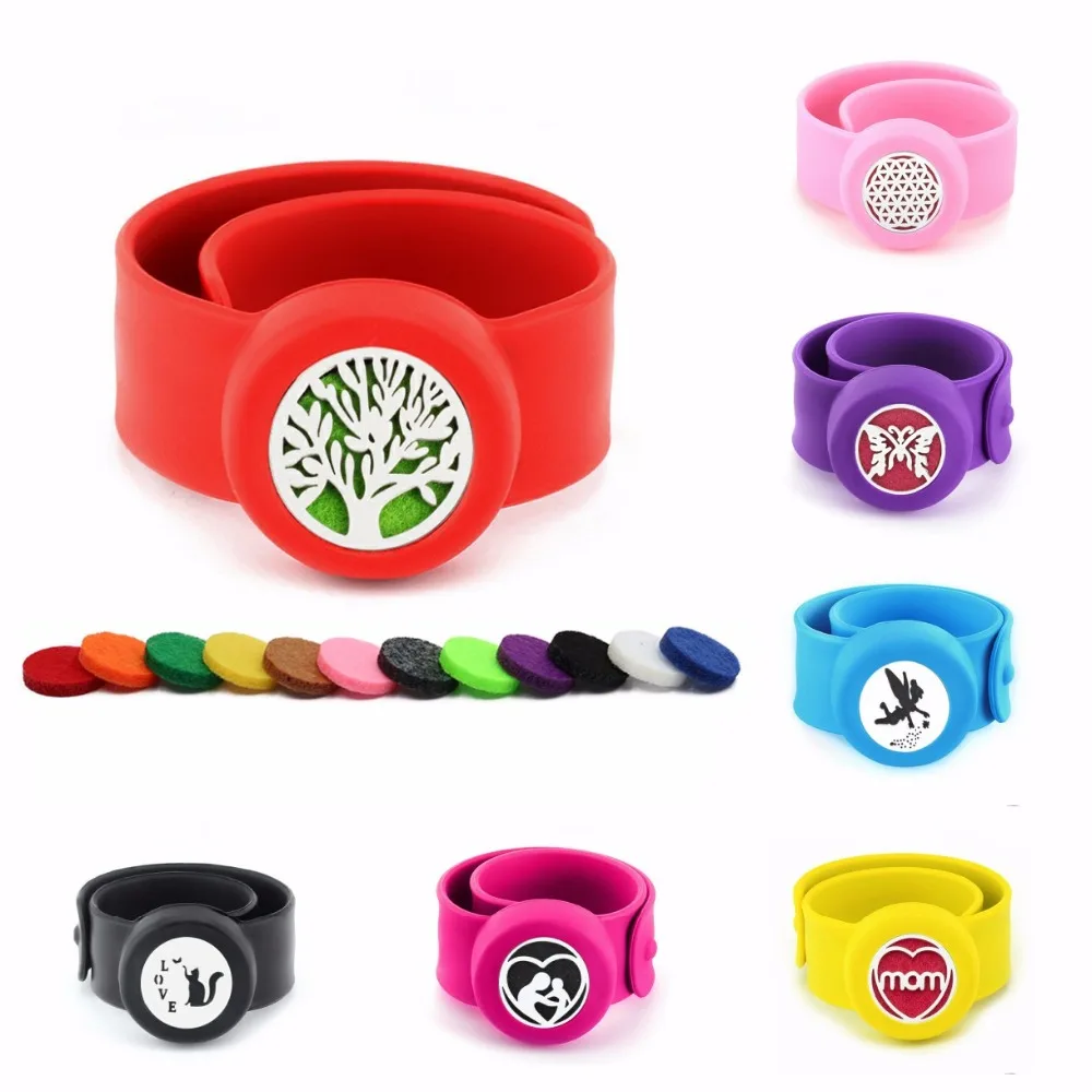 Tree of life fairy Repellent diffuser Bracelet Steel 25mm Magnet Essential Oil Diffuser locket Silicone bangle 10Pads kids gifts | Украшения