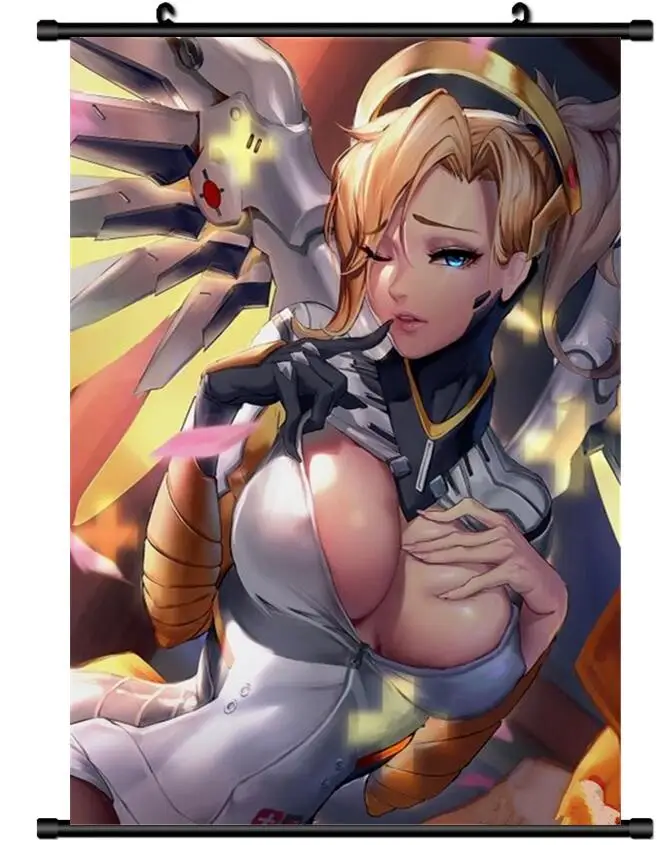 Горячая Япония Аниме Overwatch Мерси домашний декор плакат настенный прокрутка | Дом