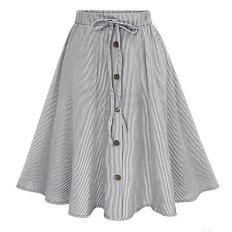 2018 популярная Летняя женская юбка Женская винтажная в полоску на шнуровке