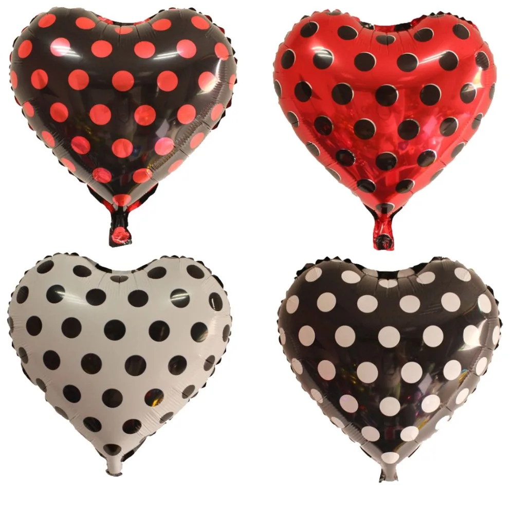 

1pc heart Wedding aluminum Foil Balloons Inflatable gift Birthday baloon Party Wave point Adult kids multicolor Decoration Ball