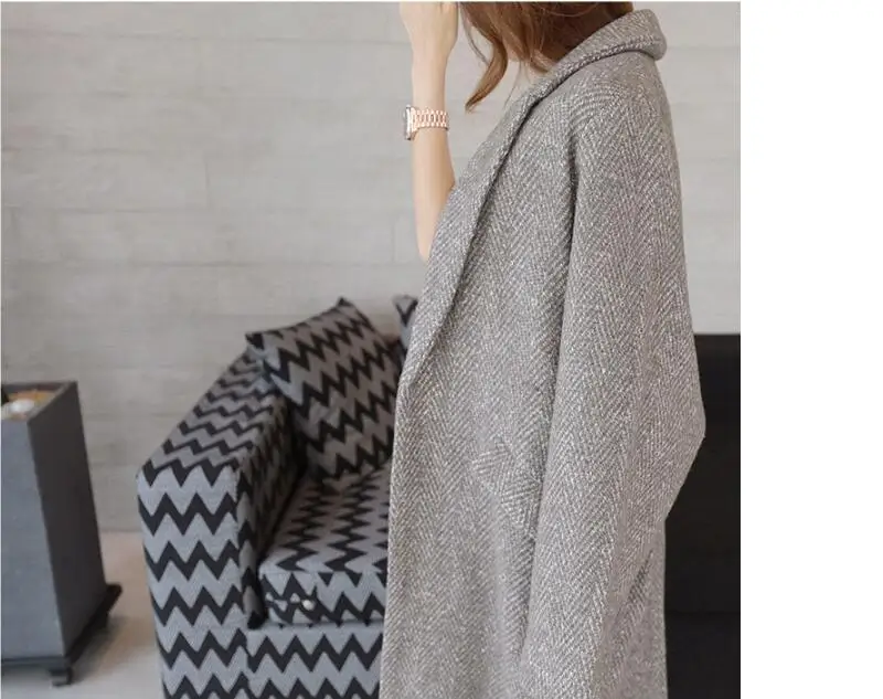 2019 весна осень новое шерстяное пальто Женская мода корейский длинный Плюс Размер Свободный сплошной цвет Регулируемая Талия повседневное