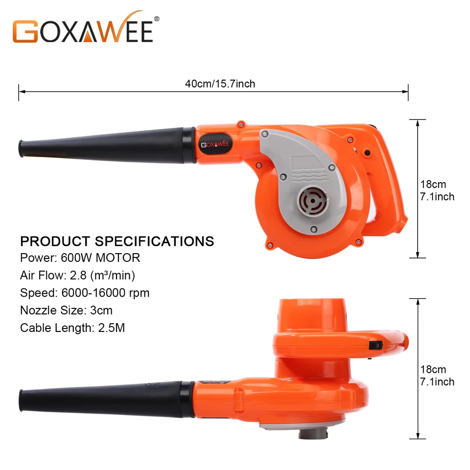 GOXAWEE 600W 220V Variable Speed Air Electric Blower for Cleaning Computer Car Dust Blower with 2.5m Long Cord GOXAWEE 600W 220V Variable Speed Air Electric Blower for Cleaning Computer Car Dust Blower with 2.5m Long Cord
