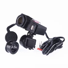 Motorcycle 2.1A USB charger Waterproof Cigarette Lighter socket 2 in 1 Power Charger motorcycle handlebar with switch 1.5M line 1 to 2 cigarette power socket spliter individually relocatable
