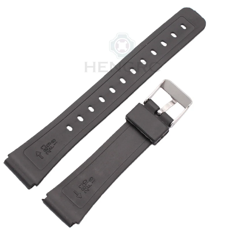 Silicone Sport Diving Watch Strap - Black Rubber Band with Buckle, 16-20mm