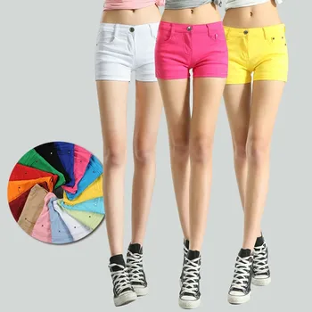 

FSDKFAA 2019 Summer Women Candy Color Shorts Jeans Women Solid Slim Elastic Casual Shorts Comfortable Streetwear Women Jeans