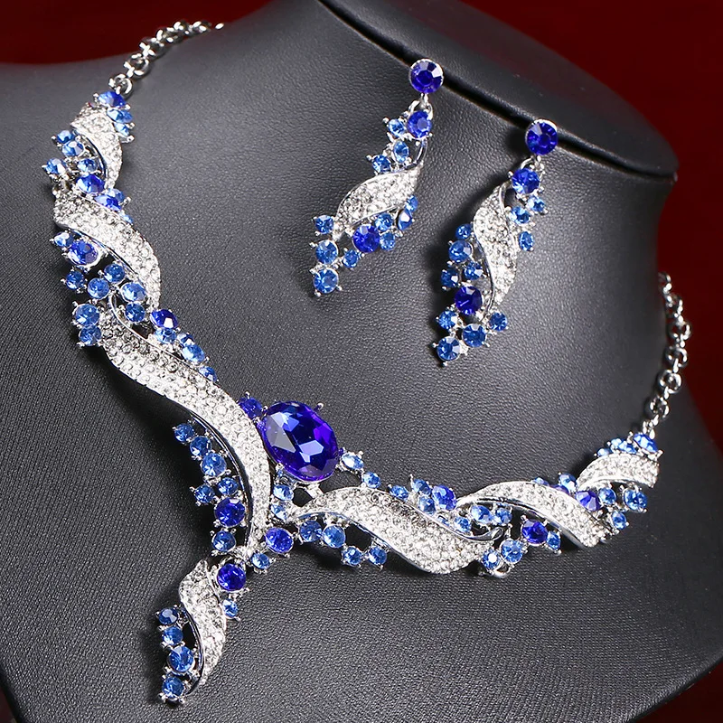 

NPASON 2018 Originality New Pattern Colorful Spiral Necklace Earring Wedding Party Jewelery Sets High Quality Studio Photograph