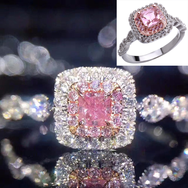 Female White Bridal Wedding Ring Set Fashion Silver Color Filled Jewelry Promise CZ Stone Engagement Rings For Women