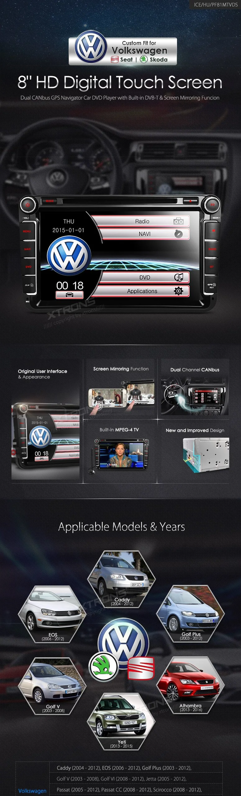 Top 8" Special Car DVD for Skoda Yeti 2013 2014 2015/VW/SEATwith MPEG2/4 DVB-T Digital TV Function & Android Mirror Link Support 0 Top 8" Special Car DVD for Skoda Yeti 2013 2014 2015/VW/SEATwith MPEG2/4 DVB-T Digital TV Function & Android Mirror Link Support 0