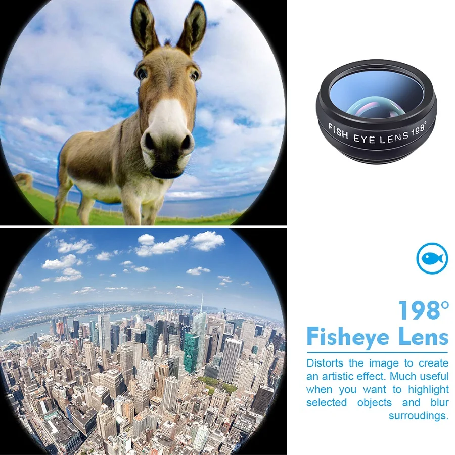 APEXEL 10in1 Phone Camera Lens Kit Fisheye Wide Angle Telescope Macro Mobile Lenses For iPhone Samsung Redmi 7 Huawei Cell Phone