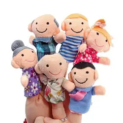 6 шт Куклы Мягкие Детские семьи палец перчатки рука образовательных кровать история обучение весело свиней девочек игрушки мальчиков