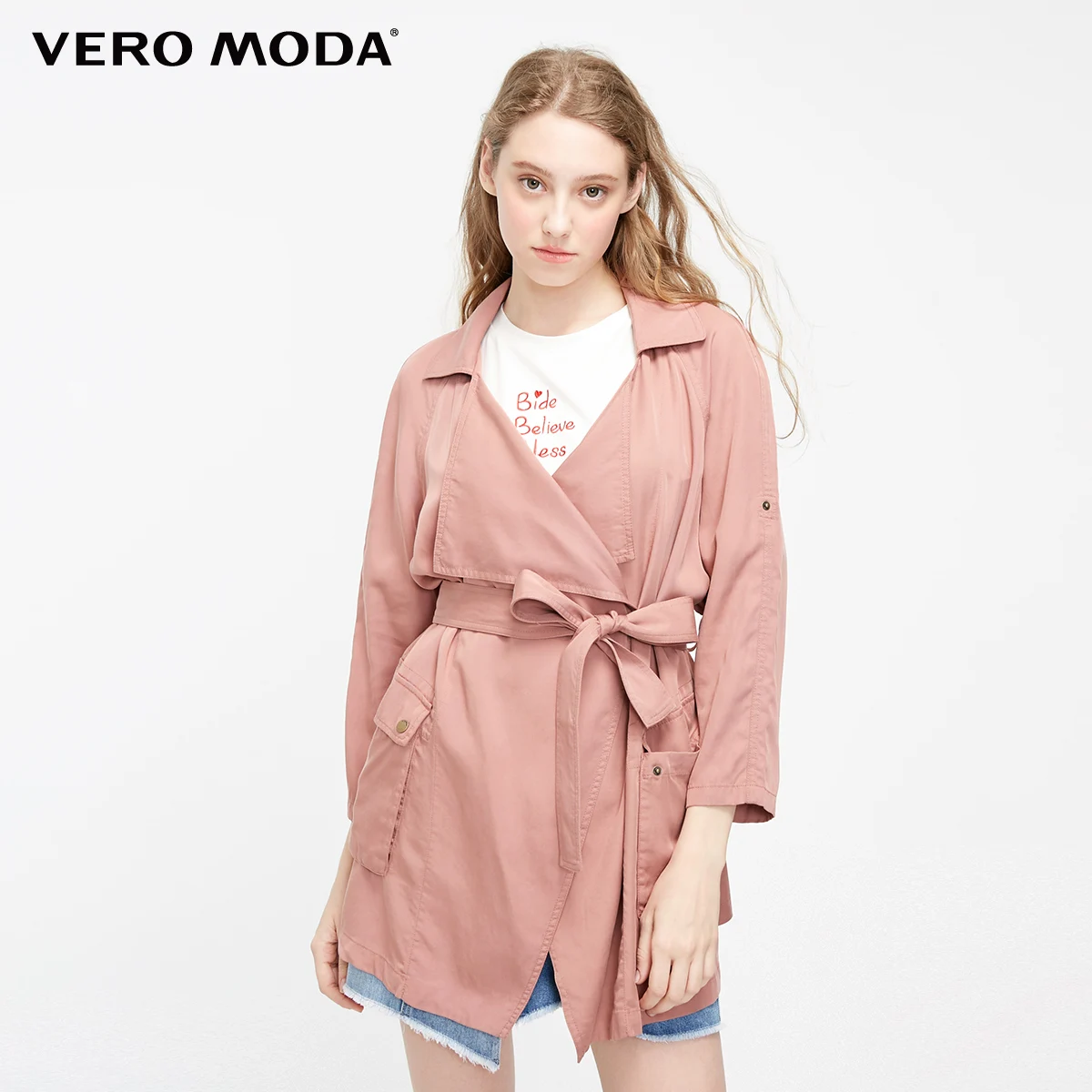 Vero Moda Женская лацкан регулируемые рукава Тренч | 319117503 - Цвет: Burlwood red