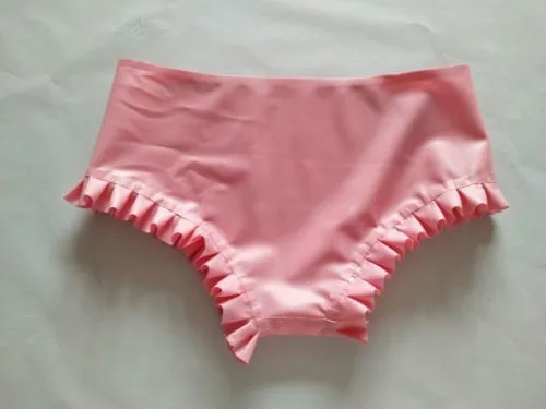 

New Style Latex Rubber Women Sexy Hip Tight Lace Shorts Pink Size XXS-XXL