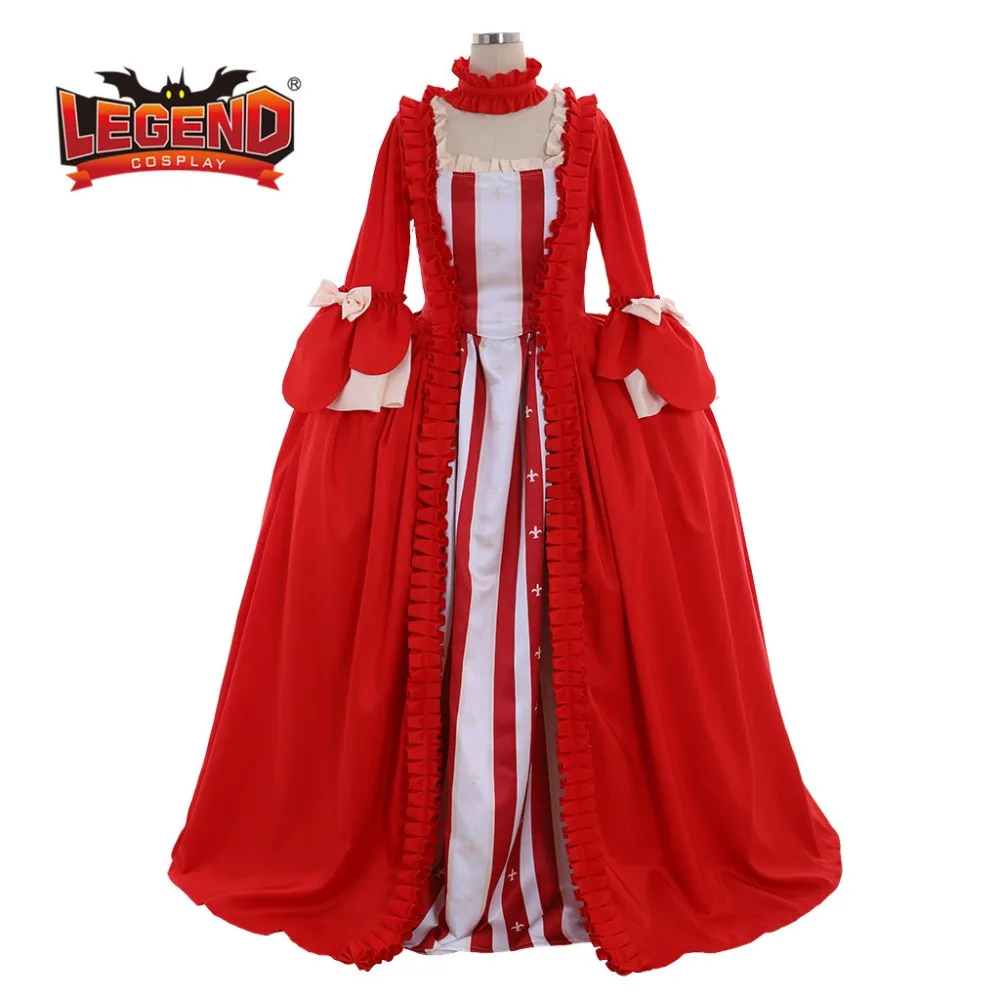 

Rococo Colonial Georgian 18th Marie Antoinette Day Court gown Dress red dress