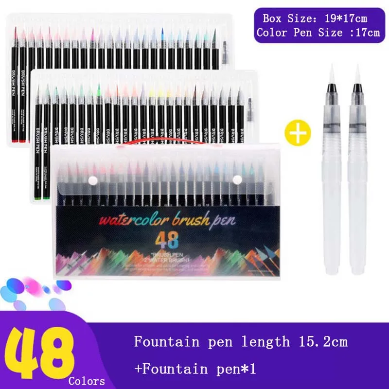 

12/20/24/48 Color 20PCS Colors Art Marker Watercolor Brush Pens for School Supplies Stationery Drawing Coloring Books