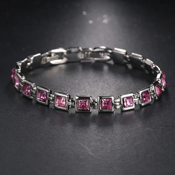 

2020 NoEnName_Null Luxurious Purple Cz Bracelet Unique Design Pink Gold Color Pear Cut AAA Cubic Zirconia Bracelets for Women