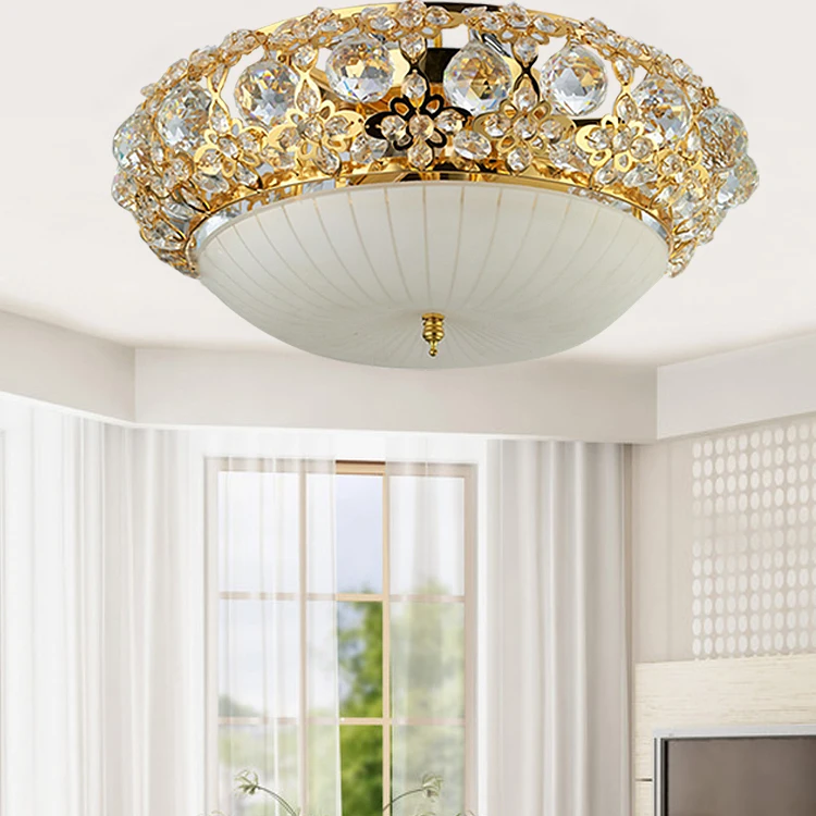 Classic luxury ceiling light gold crystal lamp lighting lamps 6005in