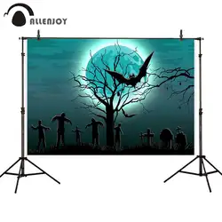 Allenjoy фон для фотосъемки «Хеллоуин» синий полная луна зомби могиле жуткий bat задний фон Ужасы для фотосессий фотофон