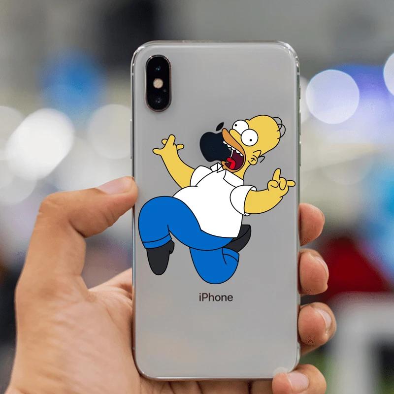 Мягкий чехол из ТПУ с изображением Симпсона для iPhone 11, 11Pro, 5, 5S, SE, 6, XS, Max, 7, 8 Plus, XR, Забавный силиконовый прозрачный высококачественный чехол