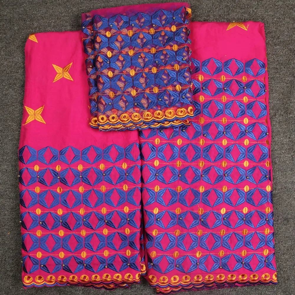 2018(2+2.5+2.5yards/set) high quality African cotton lace fabric set with delicate embroidery for making attractive dress AHL006 | Дом и сад