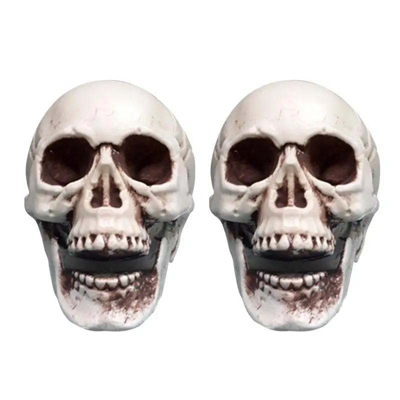 

2pcs Halloween Scary Simulation Skull Decor Mini Plastic Skull Skeleton Props For Bar Haunted House Roombreak Party Decor A3