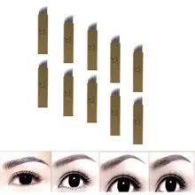 10 шт. 12 шпильки Перманентный макияж бровей лезвия для тату Microblading иглы для бровей линии инструменты#1225 BB