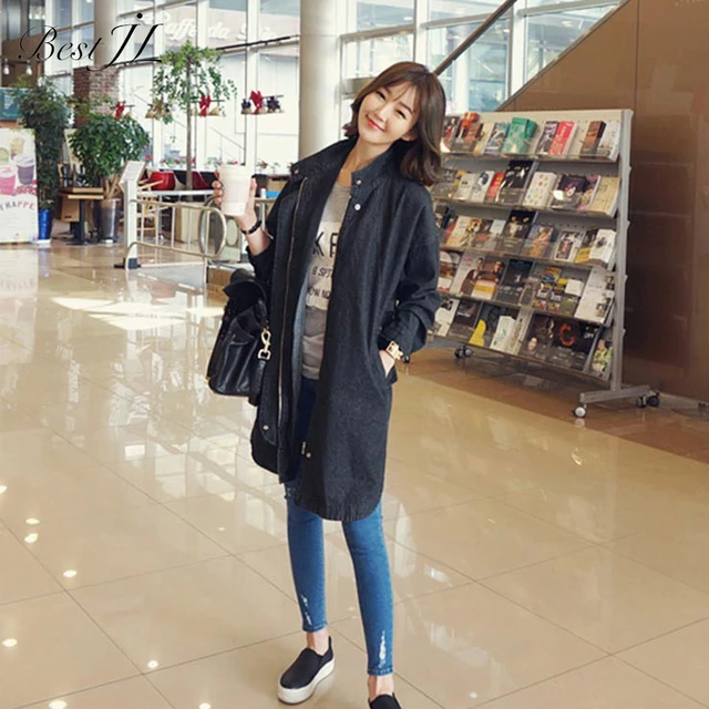 Autumn Streetwear Trench Coat Girl's Basic Style Causal ...