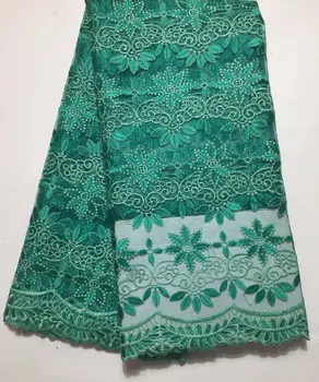 

African Lace Fabric 2017 Women Fashion Beautiful Green High Quality Net Lace Embroidery French Tulle Lace With Bead For Wedding