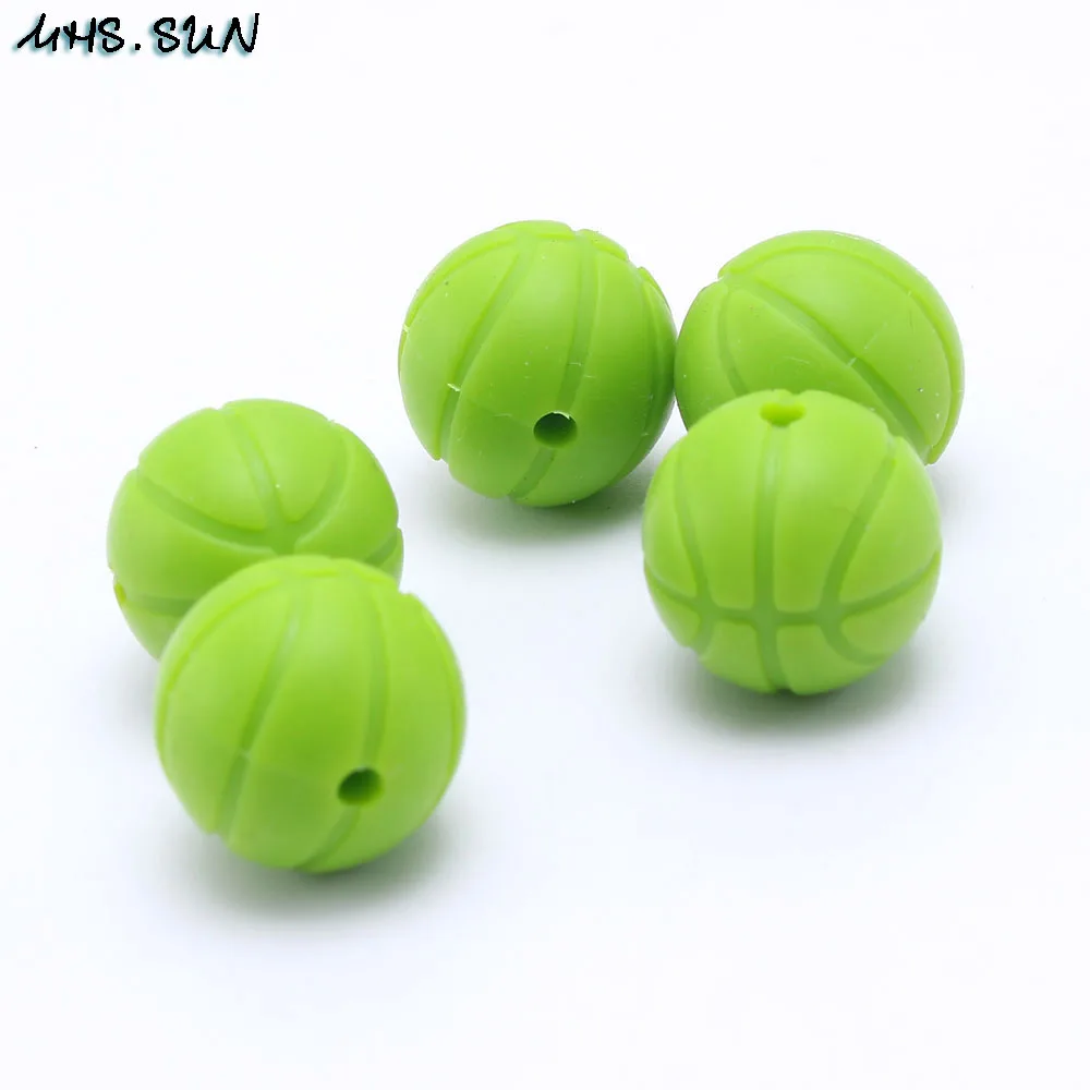 MHS. SUN новые детские силиконовые для Прорезывание Зубов Бусины 16 мм Форма баскетбола силиконовые бусины пищевого качества жевательные Детские Прорезыватели - Цвет: Green