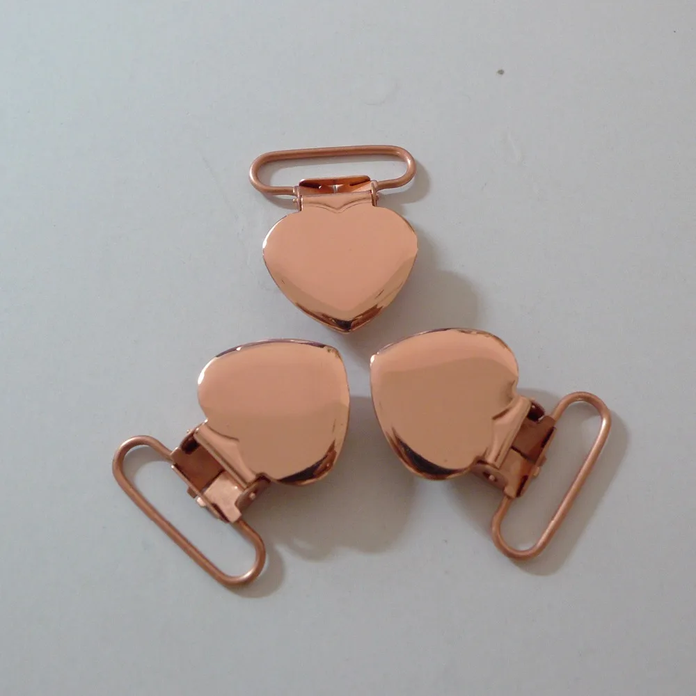 

25pcs 1'' 25mm COPPER BRASS HUE ROSE GOLD Heart Shape Suspender Clips