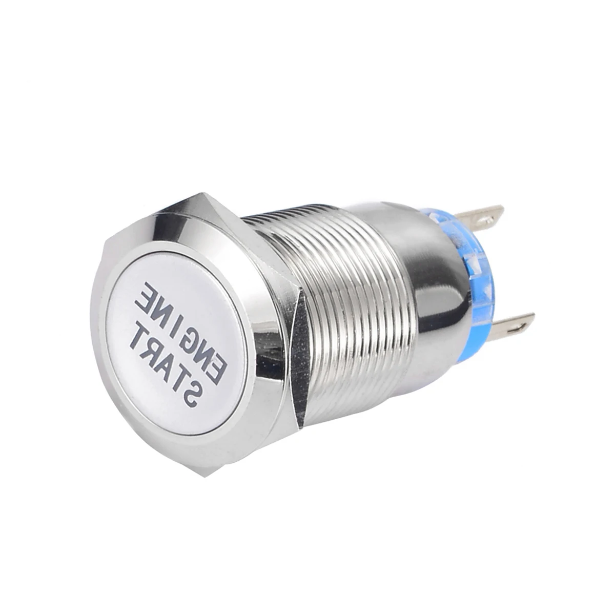 1pc Waterproof Car White LED Momentary Switch off / on / off Metal Engine Start Round Push Button Switches 12V 19mm Mayitr