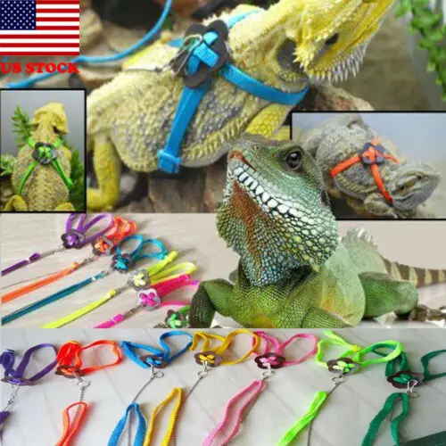 

Bearded Dragon Reptile Lizard Gecko Critters Adjustable Harness Leash Keep Rope