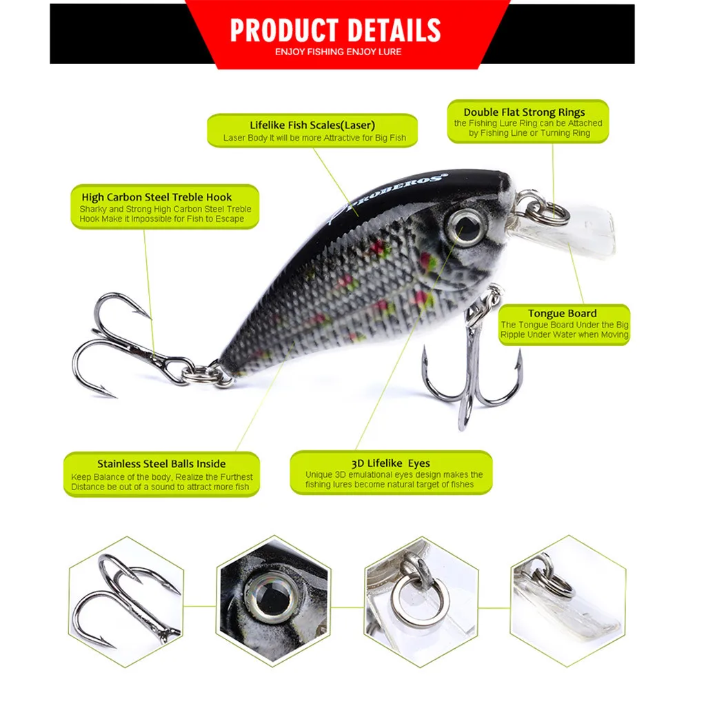 

1PC Fishing Lures 6cm Plastic Hard Bass Baits Colors Minnow Lures 2019 wobblers small crank bait Minnow 3D Eyes pesca