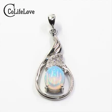Элегантный натуральный опал серебряный кулон 7 мм* 9 мм ослепительный опал драгоценный камень кулон Твердое Серебро 925 Пробы Колье с опаловой подвеской