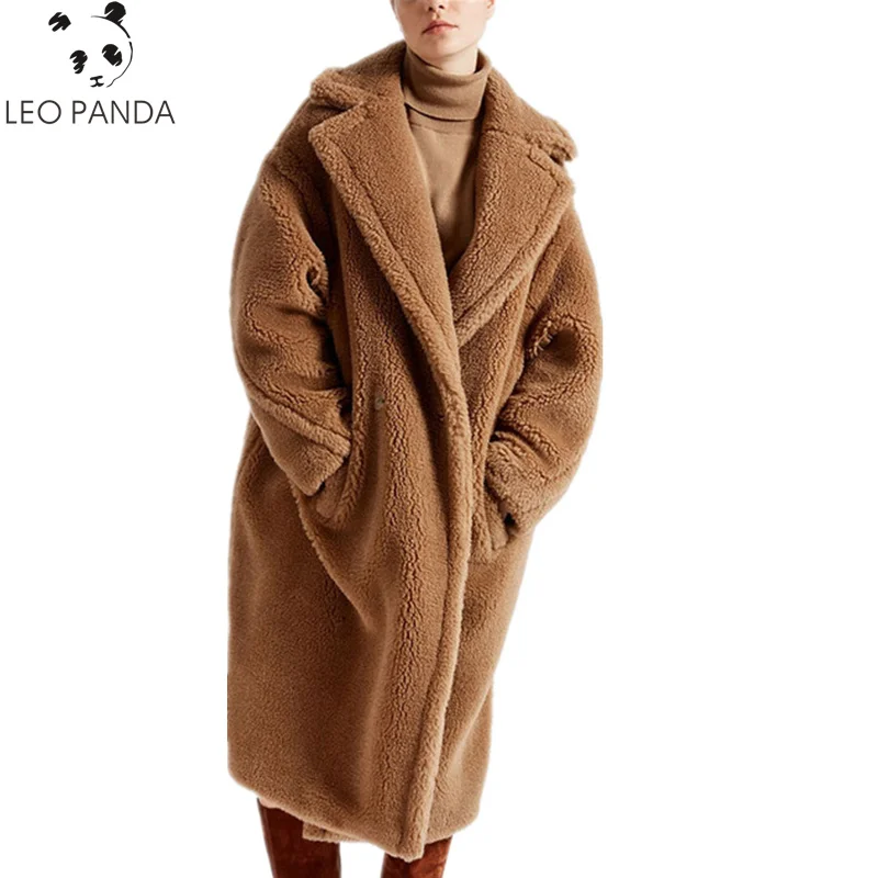 

Superior quality Real Wool Fur Coat 2019 Winter New Women Casual Super Warm 100% Wool Outwear Oversized Teddy Bear Icon Coat