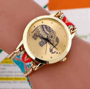 Zegarek damski GENEVA słoń bransoletka przyjaźni ręcznie robiona wzory