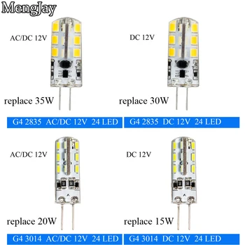 

MengJay 2835/3014 SMD 3W 2W DC 12V/ACDC12V 35W 30W 20W 15W Replace Halogen Lamp g4 LED Corn Bulb Silicone Chandeliers