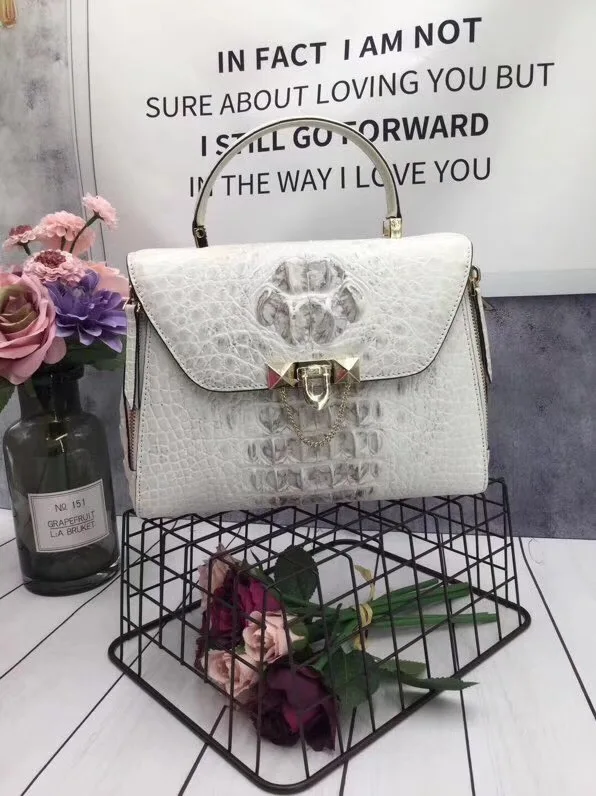

CHIC Designer Genuine Crocodile Skin Woman Medium Purse Authentic Alligator Leather Lady Handbag Female Crossbody Shoulder Bag