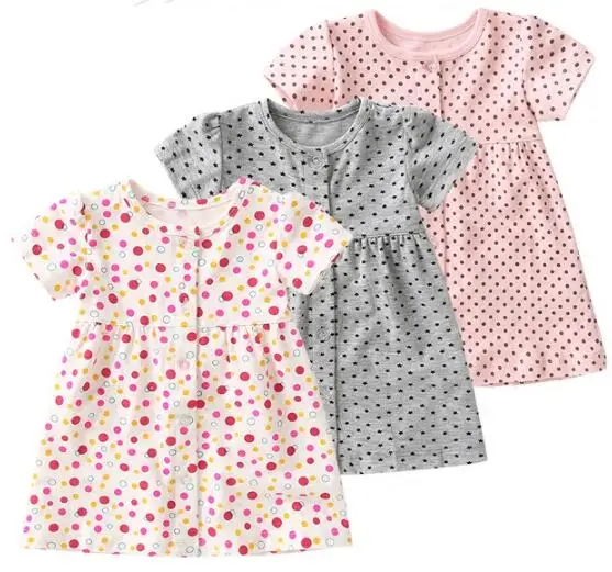 

Summer new girl floral dress cotton breathable sweat-absorbent short-sleeved cardigan shirt baby girl dress