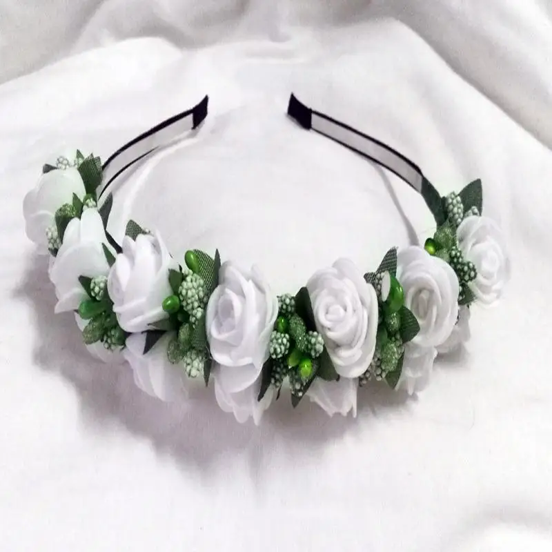 Красивый цветок Гирлянда Свадебная повязка держатель Венок Свадебные украшения тиара - Окраска металла: white2