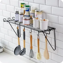 Железная кухонная полка настенная Подвесная подставка для специй Экономия пространства посуда стойка для ванной комнаты стойка для хранения косметики с крюком wx8111024