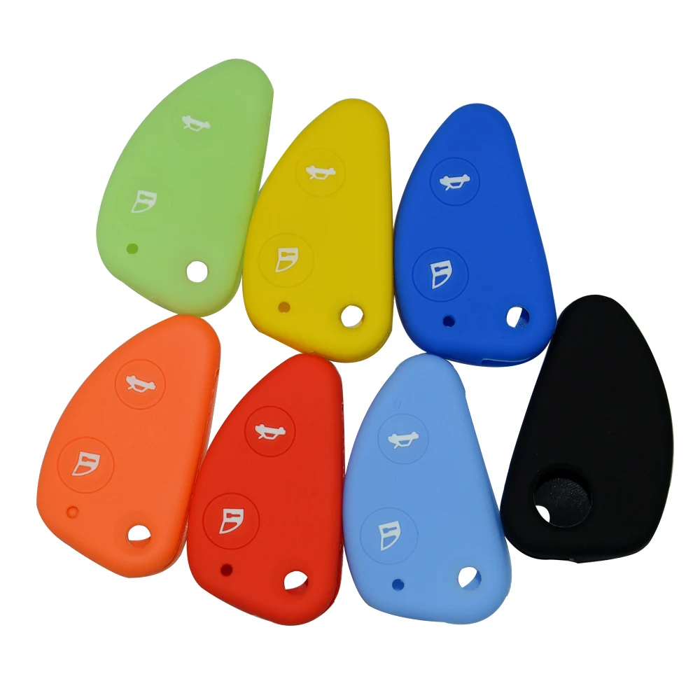 Car Key Silicone Rubber FOB Cover Case Set Shell Protect for Alfa Romeo 147 156 166 GT JTD TS Flip Folding 2 Buttons Remote (2)