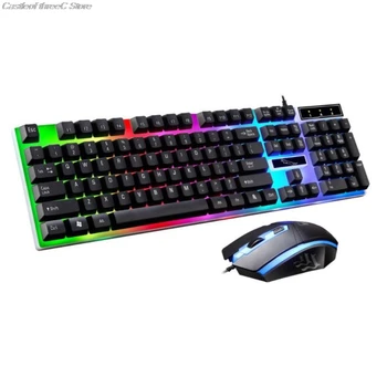 

USB Charging Light Keyboard & Mouse Kit Rainbow LED Gaming Equipment For PS4 Xbox One