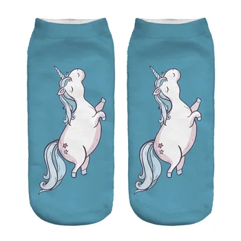 

Unicorn blue socks print socks