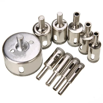 

10pcs Diamond Coated Hole Saw Drill Bit Tool Set 8/10/12/14/16/18/20/22/25/50mm For Tile Ceramic Marble Glass