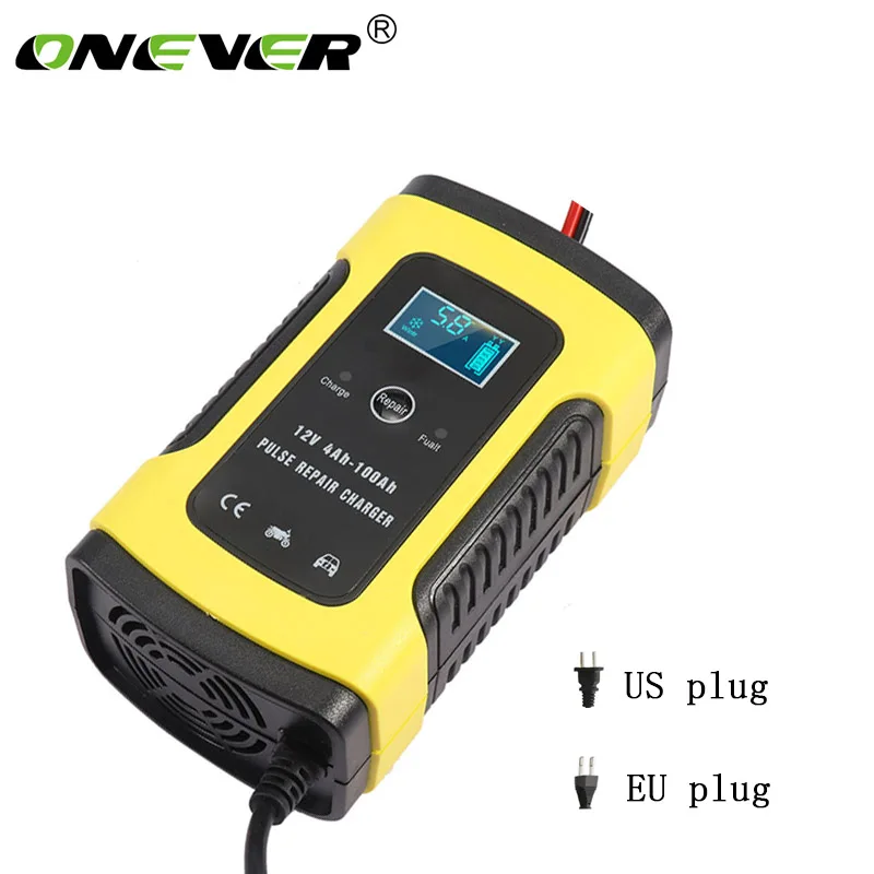 

Onever Intelligent Automatic Car Battery Charger Digital LCD Display 110V-220V To 12V 6A Fast Power Charging Wet Dry Lead Acid