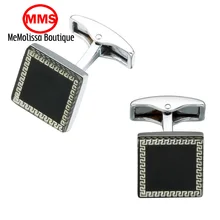 MeMolissa Formal square Golden edge Cufflink for Mens Suits Buttons Geometric Wedding Cufflink French Grooms Shirt Brand
