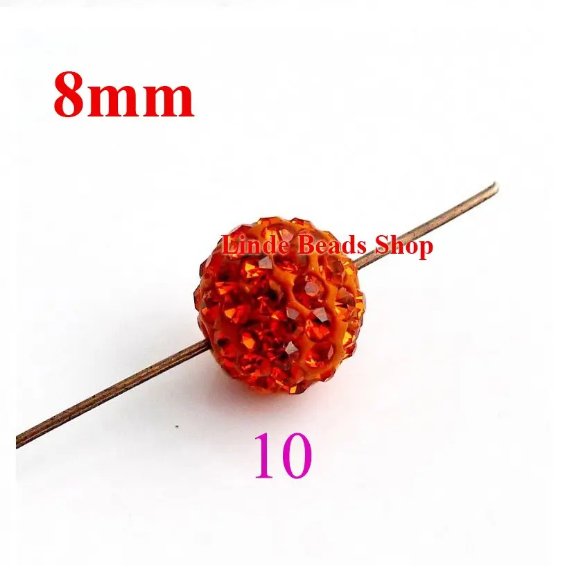 

8mm Shamballe Beads christmas ornaments Clay Crystal finding ball beads orange SH08010